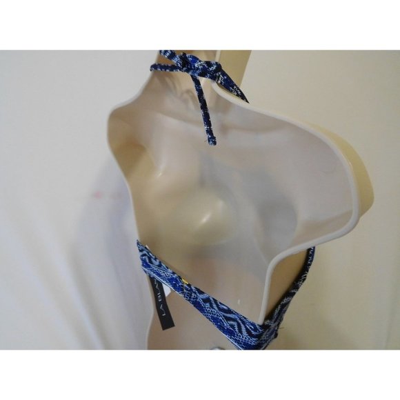 La Blanca Bikini Size 10 Top Indigo White Swimwear New High Neck  MenWomenStyles - Picture 9 of 12